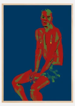 A Man Posing Blue Plakat (21x29.7 cm (A4))
