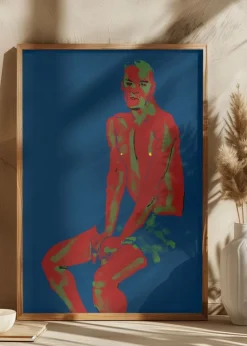 A Man Posing Blue Plakat (21x29.7 cm (A4))