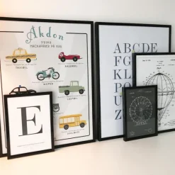 ABC - Blå/Beige Plakat (30x40 cm)