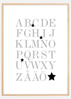 ABC - Grå/Sort Plakat (21x29.7 cm (A4))