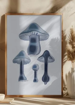 Agaricus Bulbosus - Blue Plakat (21x29.7 cm (A4))