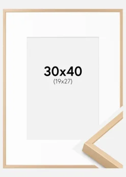 Aluminiumramme Messing 30x40 cm - Passepartout Hvid 20x28 cm