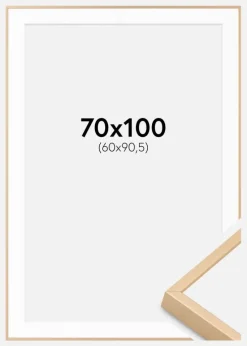 Aluminiumramme Messing 70x100 cm - Passepartout Hvid 61x91,5 cm