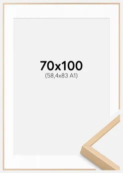Aluminiumramme Messing 70x100 cm - Passepartout Hvid 59,4x84 cm