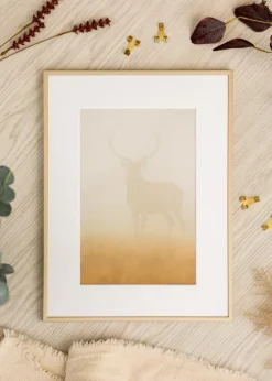 Aluminiumsramme Messing 30x40 cm - Passepartout Hvid 20x30 cm