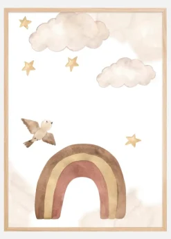 Aquarell Painting Rainbow and Clouds Plakat (21x29.7 cm (A4))