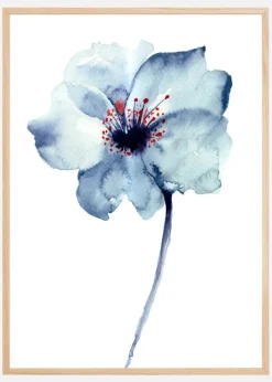 Aquarelle Flower - Blue Plakat (21x29.7 cm (A4))