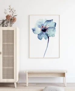 Aquarelle Flower - Blue Plakat (21x29.7 cm (A4))