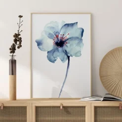 Aquarelle Flower - Blue Plakat (21x29.7 cm (A4))