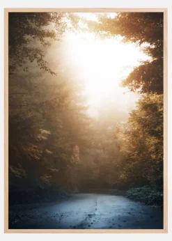 Autumn Misty Road Plakat (21x29.7 cm (A4))