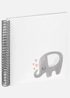 Baby Elephant Hearting Spiralalbum Hvid - 24x24 cm (40 Hvide sider / 20 ark)