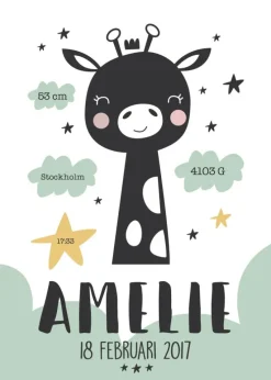 Baby giraffe - Green (21x29,7 cm (A4))