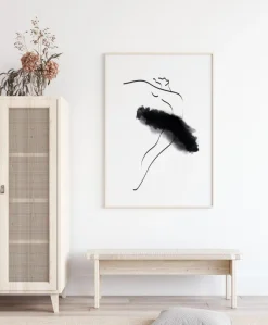 Ballerina Thin Lines Plakat (21x29.7 cm (A4))