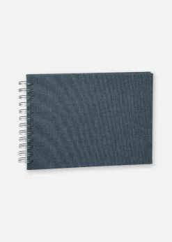 Base Line Canvas Wire-O Blå 23x17 cm (40 Hvide sider / 20 Ark)