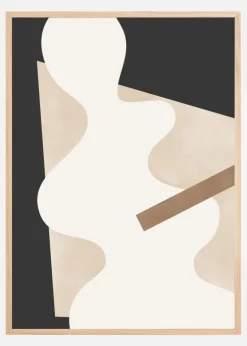 Beige Graphic Curves Art Plakat (21x29.7 cm (A4))