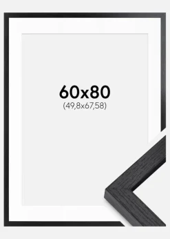 BGA Kasseramme Sort 60x80 cm - Passepartout Hvid 20x27 inches