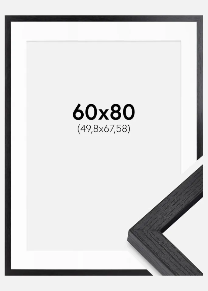 BGA Kasseramme Sort 60x80 cm - Passepartout Hvid 20x27 inches