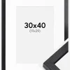 BGA Kasseramme Sort 30x40 cm - Passepartout Hvid 20x30 cm
