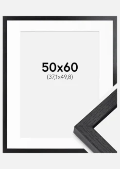 BGA Kasseramme Sort 50x60 cm - Passepartout Hvid 15x20 inches