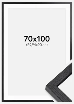 BGA Kasseramme Sort 70x100 cm - Passepartout Hvid 24x36 inches