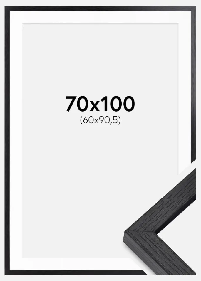 BGA Kasseramme Sort 70x100 cm - Passepartout Hvid 61x91,5 cm