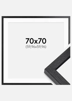 BGA Kasseramme Sort 70x70 cm - Passepartout Hvid 24x24 inches