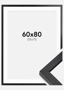 BGA Kasseramme Sort 60x80 cm - Passepartout Hvid 52x72 cm