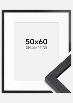 BGA Kasseramme Sort 50x60 cm - Passepartout Hvid 14x18 inches