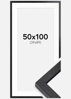 BGA Kasseramme Sort 50x100 cm - Passepartout Hvid 40x90 cm