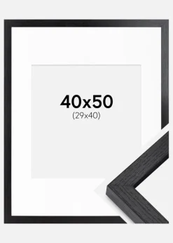 BGA Kasseramme Sort 40x50 cm - Passepartout Hvid 30x41 cm