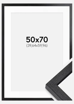 BGA Kasseramme Sort 50x70 cm - Passepartout Hvid 16x24 inches