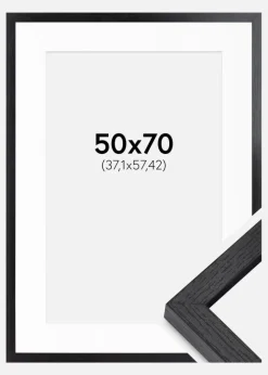 BGA Kasseramme Sort 50x70 cm - Passepartout Hvid 15x23 inches