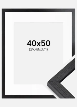 BGA Kasseramme Sort 40x50 cm - Passepartout Hvid 12x15 inches