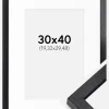 BGA Kasseramme Sort 30x40 cm - Passepartout Hvid 8x12 inches