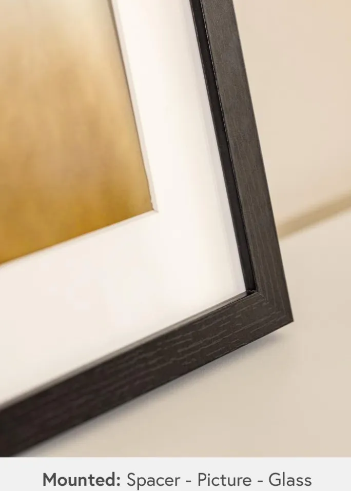 BGA Kasseramme Sort 50x50 cm - Passepartout Hvid 15x15 inches