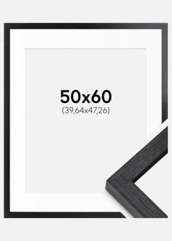 BGA Kasseramme Sort 50x60 cm - Passepartout Hvid 16x19 inches
