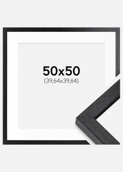 BGA Kasseramme Sort 50x50 cm - Passepartout Hvid 16x16 inches