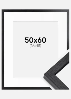 BGA Kasseramme Sort 50x60 cm - Passepartout Hvid 37x46 cm