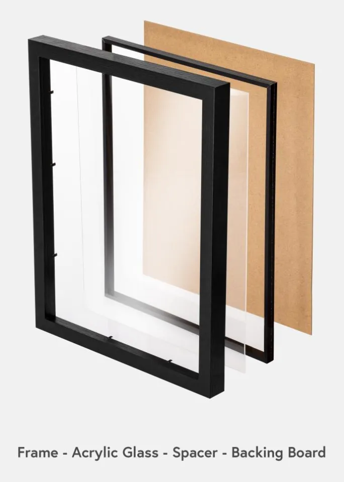 BGA Kasseramme Sort 30x30 cm - Passepartout Hvid 20x20 cm