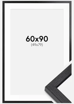 BGA Kasseramme Sort 60x90 cm - Passepartout Hvid 50x80 cm