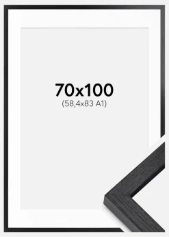 BGA Kasseramme Sort 70x100 cm - Passepartout Hvid 59,4x84 cm