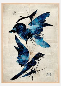 Blue Birds Plakat (21x29.7 cm (A4))