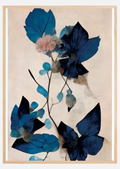 Blue Dry Flowers Plakat (21x29.7 cm (A4))