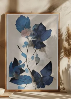 Blue Dry Flowers Plakat (21x29.7 cm (A4))