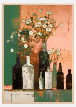 Bottles And Flowers Plakat (21x29.7 cm (A4))