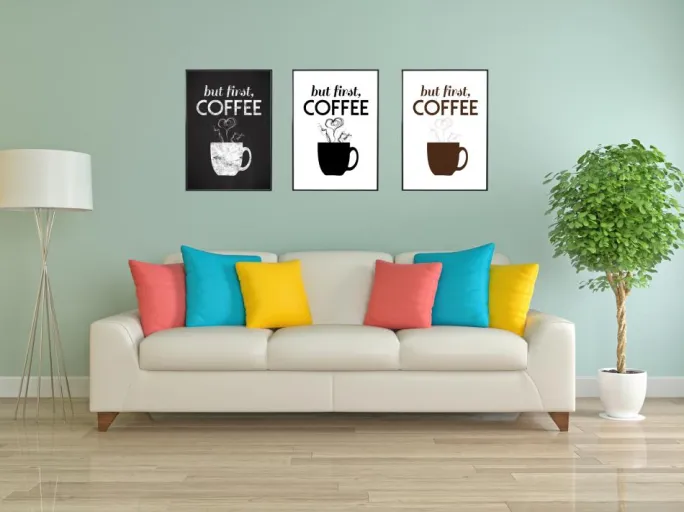 But first coffee - Sort Plakat (21x29.7 cm (A4))