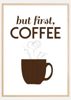 But first coffee - Wood Plakat (21x29.7 cm (A4))