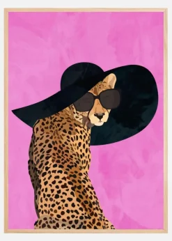 Cheetah Hat Pink Plakat (21x29.7 cm (A4))