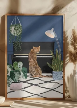 Cheetah playing piano Plakat (21x29.7 cm (A4))