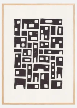 City / Lino Print Plakat (21x29.7 cm (A4))